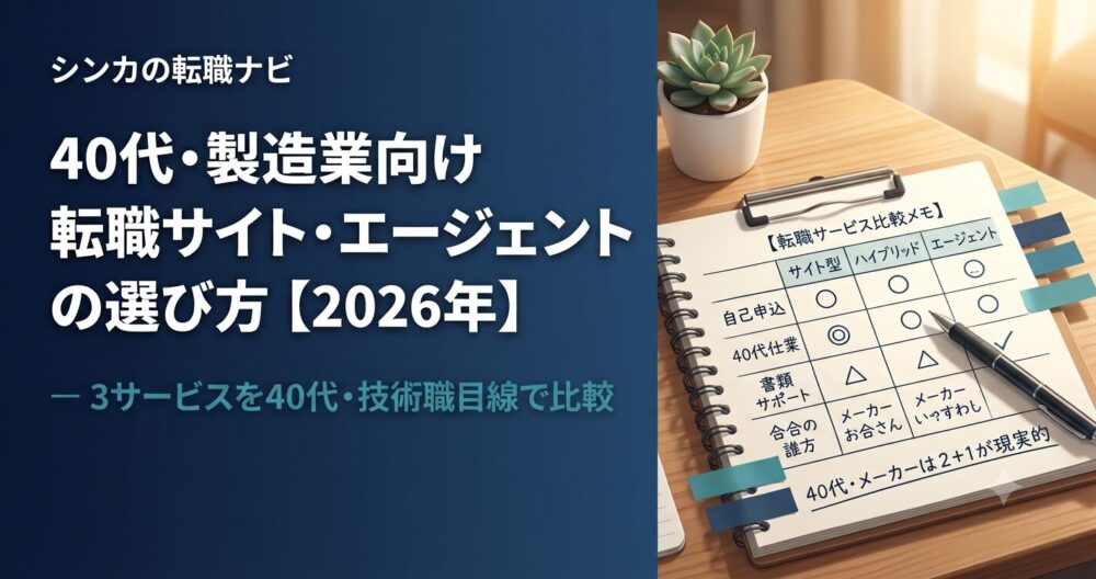 40代・製造業向けの転職サイト・エージェントの選び方【2026年】比較記事のアイキャッチ
